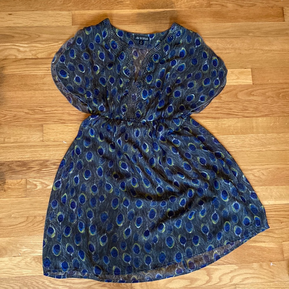 Peacock design short dress